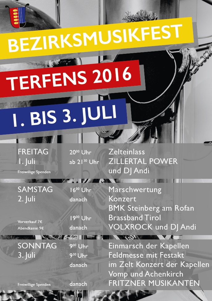 Bezirksmusikfest Schwaz 2016 in Terfens